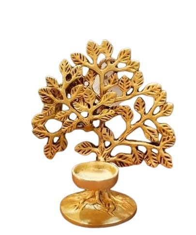 Brass kalpavriksha t Light Holder with 5 Wax t Lights for Home décor/Meditating Room